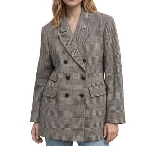 Vintage Embassy Row Women's‎ Plaid Houndstooth Double Breasted Wool Blazer Sz 14
